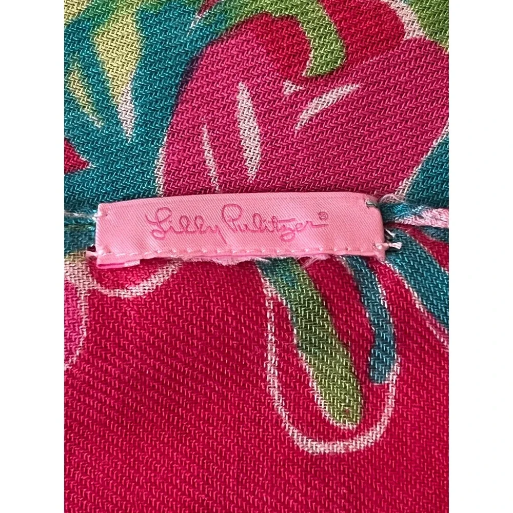 Lilly Pulitzer Pink Pomegranate Jungle Tumble Scarf 48x74